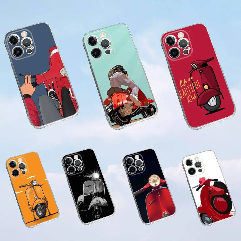 

Epc V-Vespa Scooter Phone Case For iPhone 16,15,14,13,12,11 Pro,Max,Plus,X,XS,XR,SE,Mini Transparent Silicone Soft