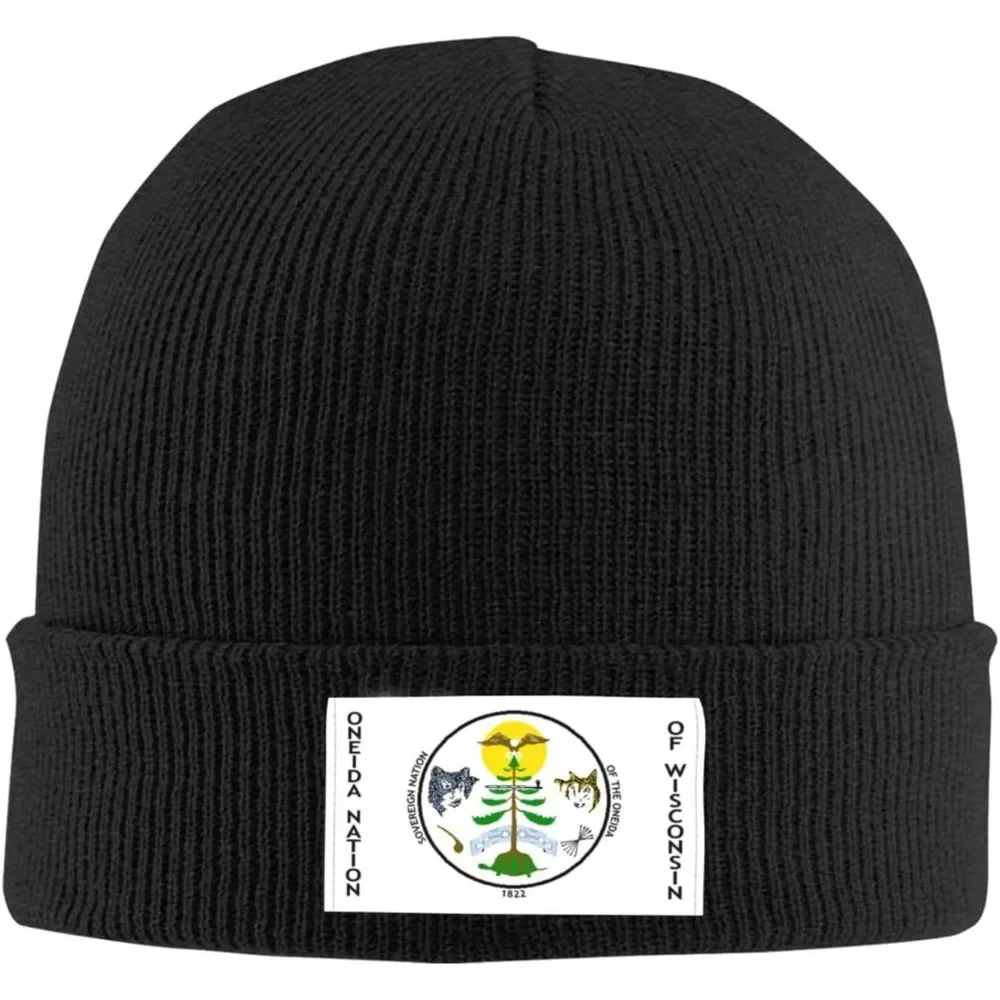 Flag of The Oneida Nation  Wisconsin Beanie Hat for Men Women Warm Cozy Knit Skull Cap Acrylic Winter Hats