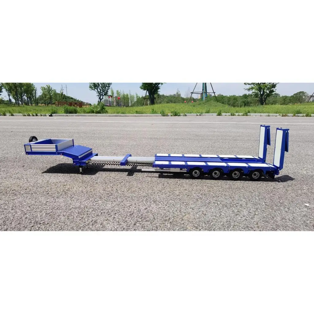 Degree 997 Spare Parts 1/14 Metal Heavy 4Axle Steering Blue RC Trailer W/ Light System For Tamiyaya Tractor Truck Th20375