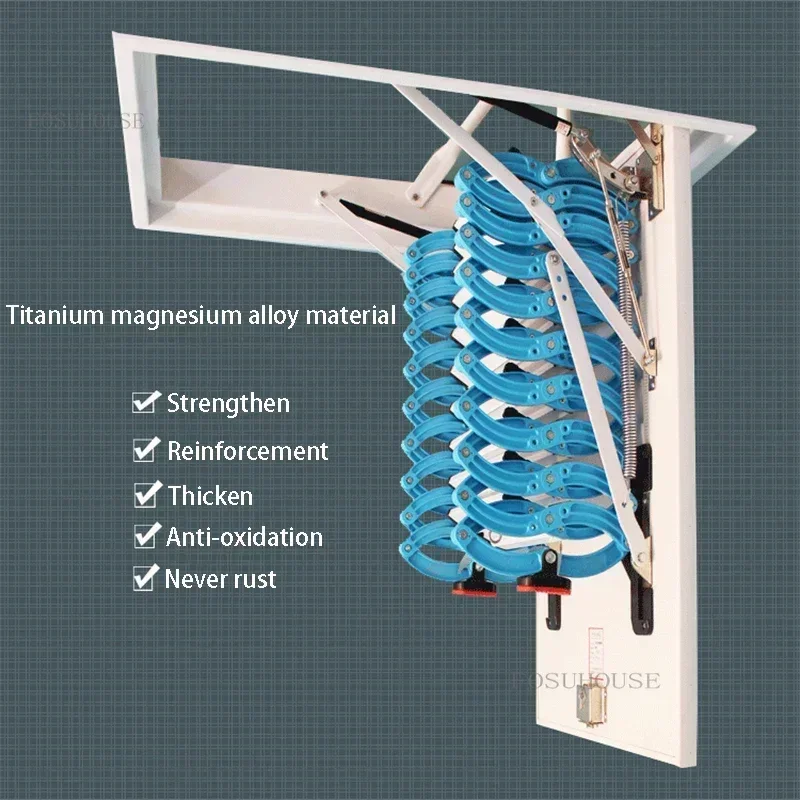 Durable Loft Lifting Ladders Apartment Telescopic Stair Indoor Home Invisible Folding Staircase Simple Attic Stretching Stairs S - Image 4