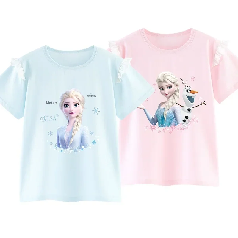 

Disney Girls Short Sleeve T-shirt Pure Cotton Aisha Princess Children's Base Shirt Summer Top Summer Dress 2023 New