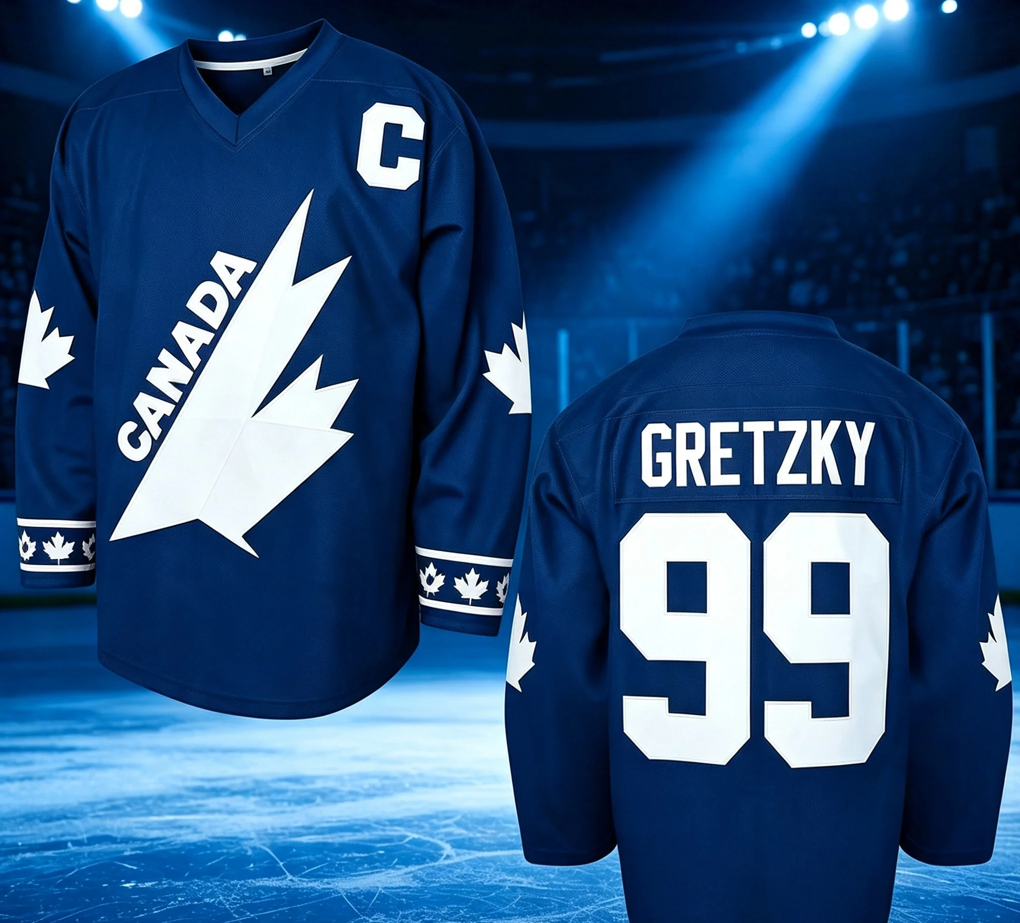 Unisex Retro Canada Maple‑Leaf Ice Hockey Jersey, Polyester Breathable Print Long‑Sleeve Outdoor Sports Tops