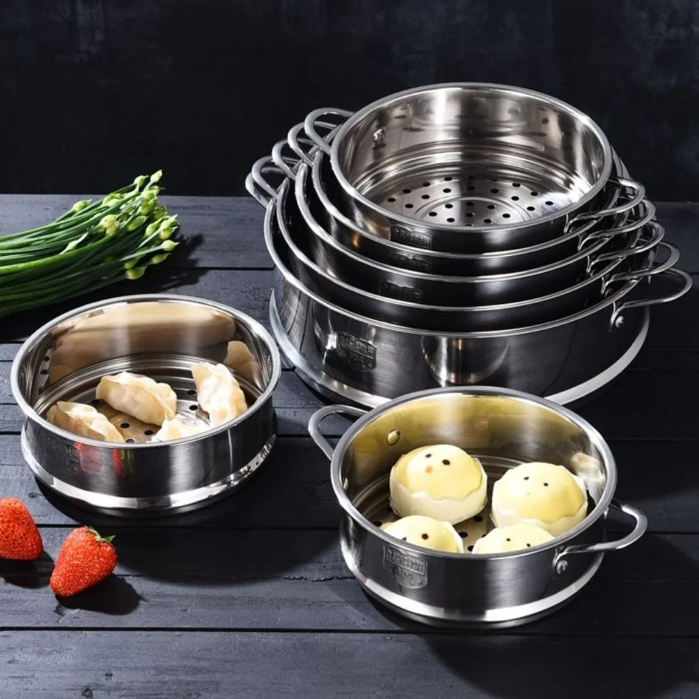 304 Stainless Steel Steamer Basket 16-32cm Thickened Pot Steaming Grid Generic Thicken Strainer Food Steam Rack Kitchen Use