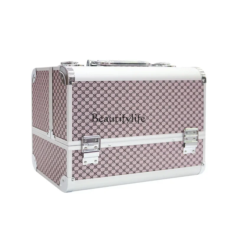 Portable cosmetic case Three-dimensional aluminum alloy manicure and eyelash tool storage case