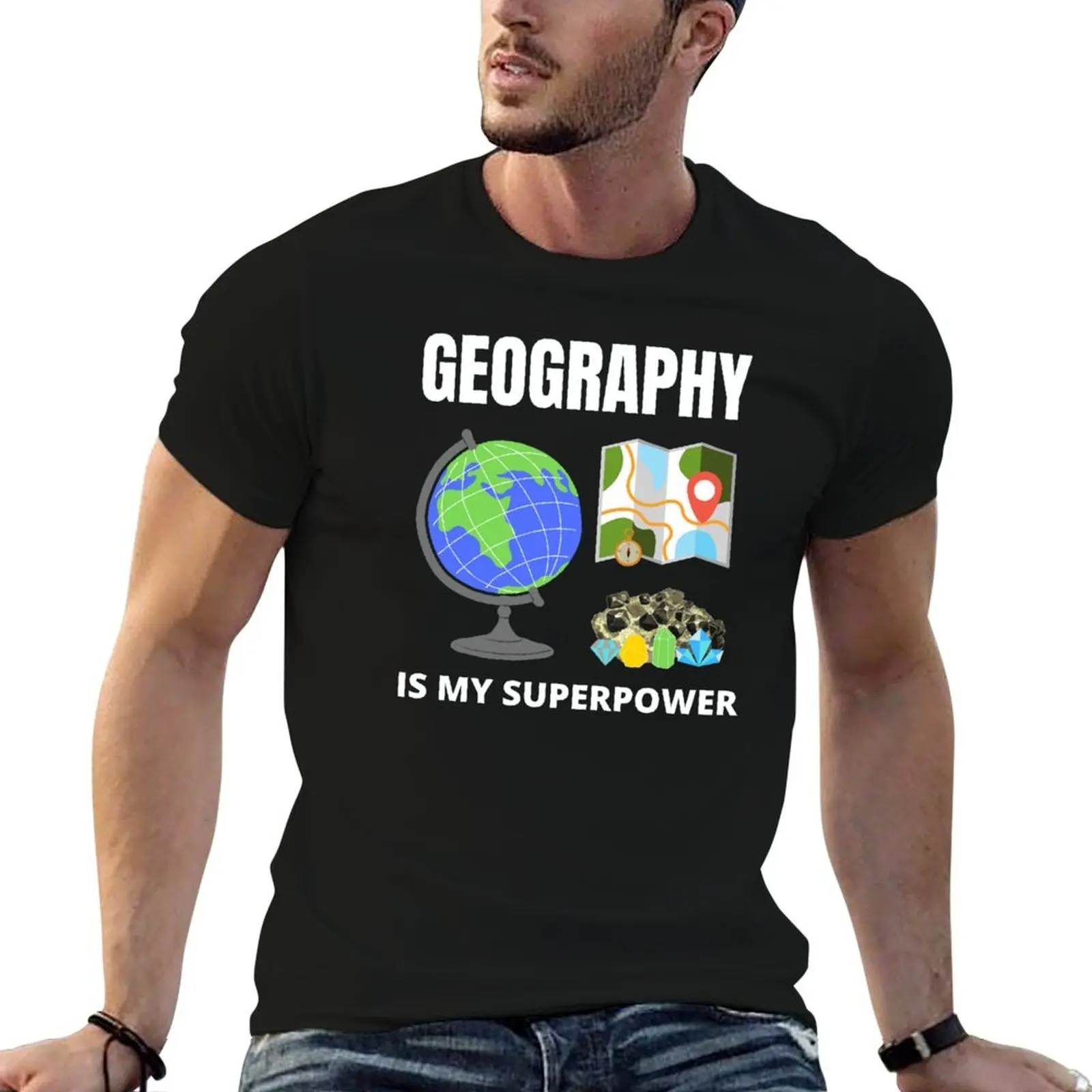 Geography is my superpower T-Shirt cotton t shirt man t shirt man plain cotton t shirts high quality T-shirt