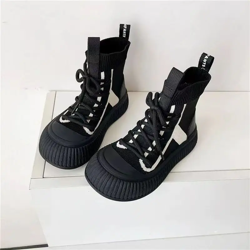 Children's High Top Single Boot Boys and Girls Fashion Knitted Elastic Socks and Boots 2023 Spring and Autumn Children's Shoes