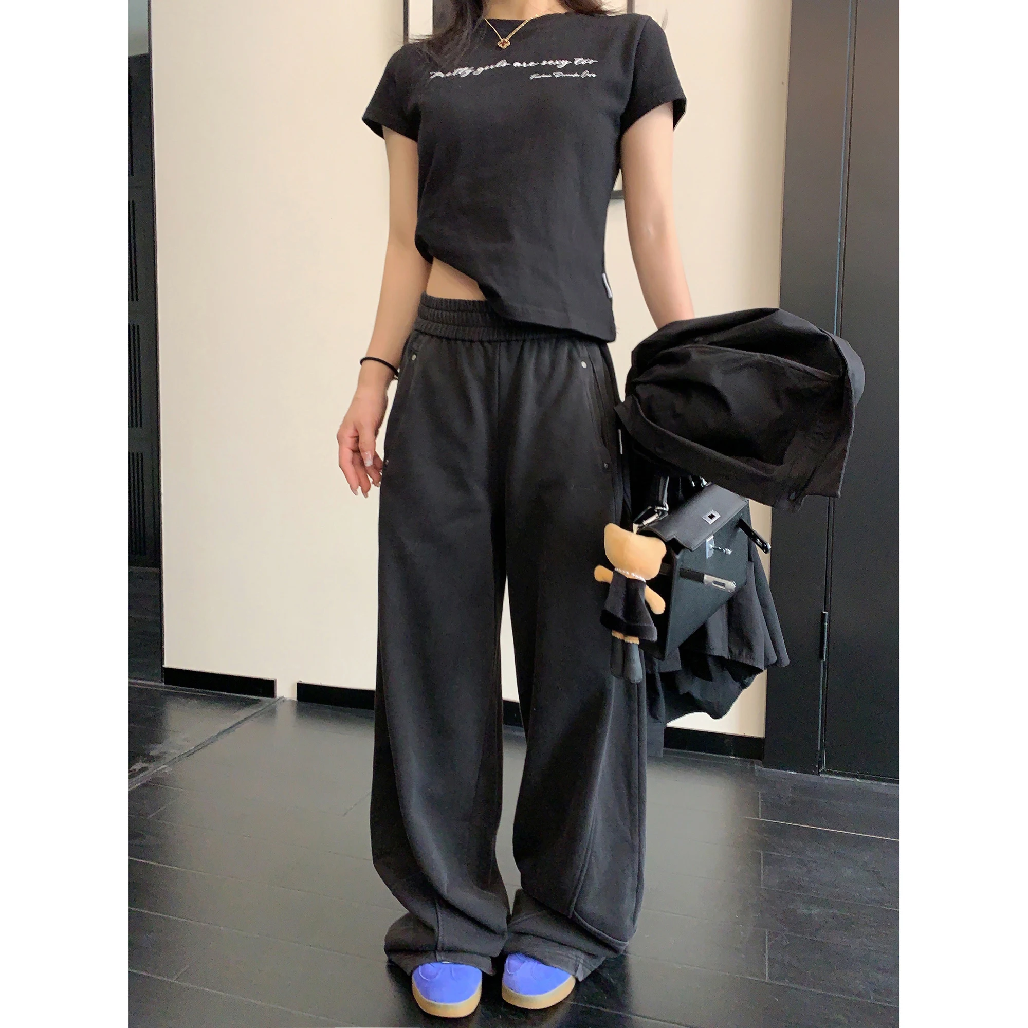 

Женские повседневные брюки Oisis в американском ретро-стиле, прямые, свободного кроя, из хлопка, с широкими штанинами, для уличного стиля