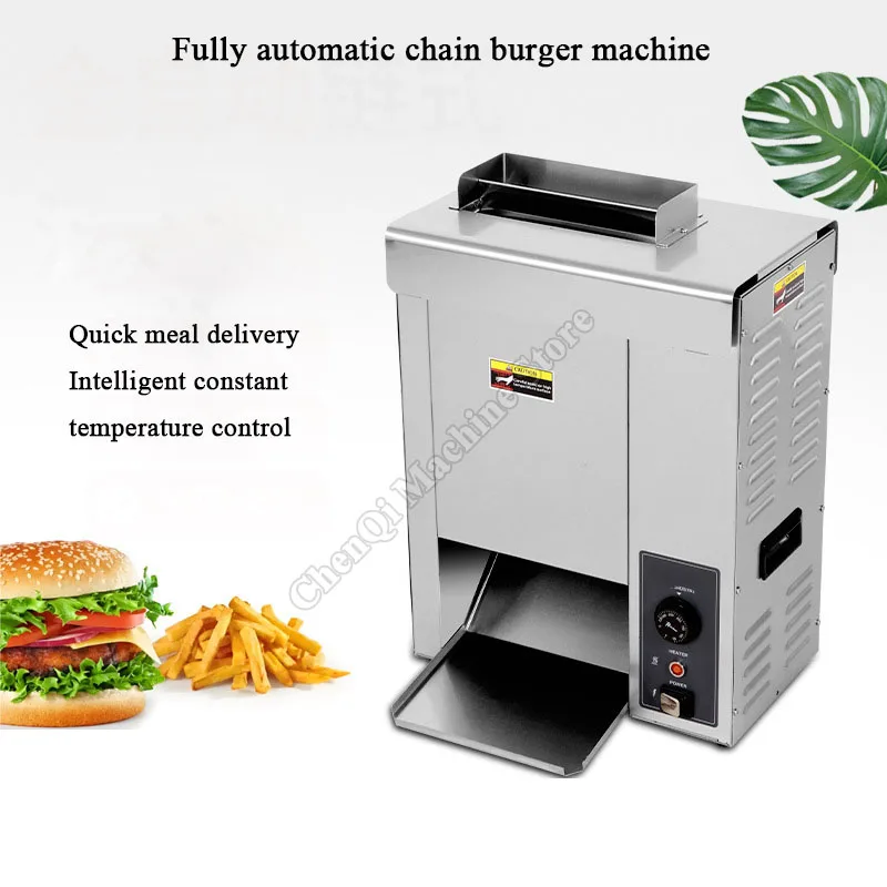 수직형 전자동 햄버거 가열 기계 크롤러 체인 베이킹 차터 기계 맥도날드 장비 햄버거 기계