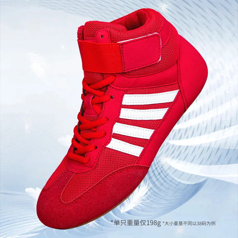 Professional Boxing Shoes Men's Wrestling Training Shoes Red Women Fighting Sanda Strength Gym Boxer Boxing Fight Boots