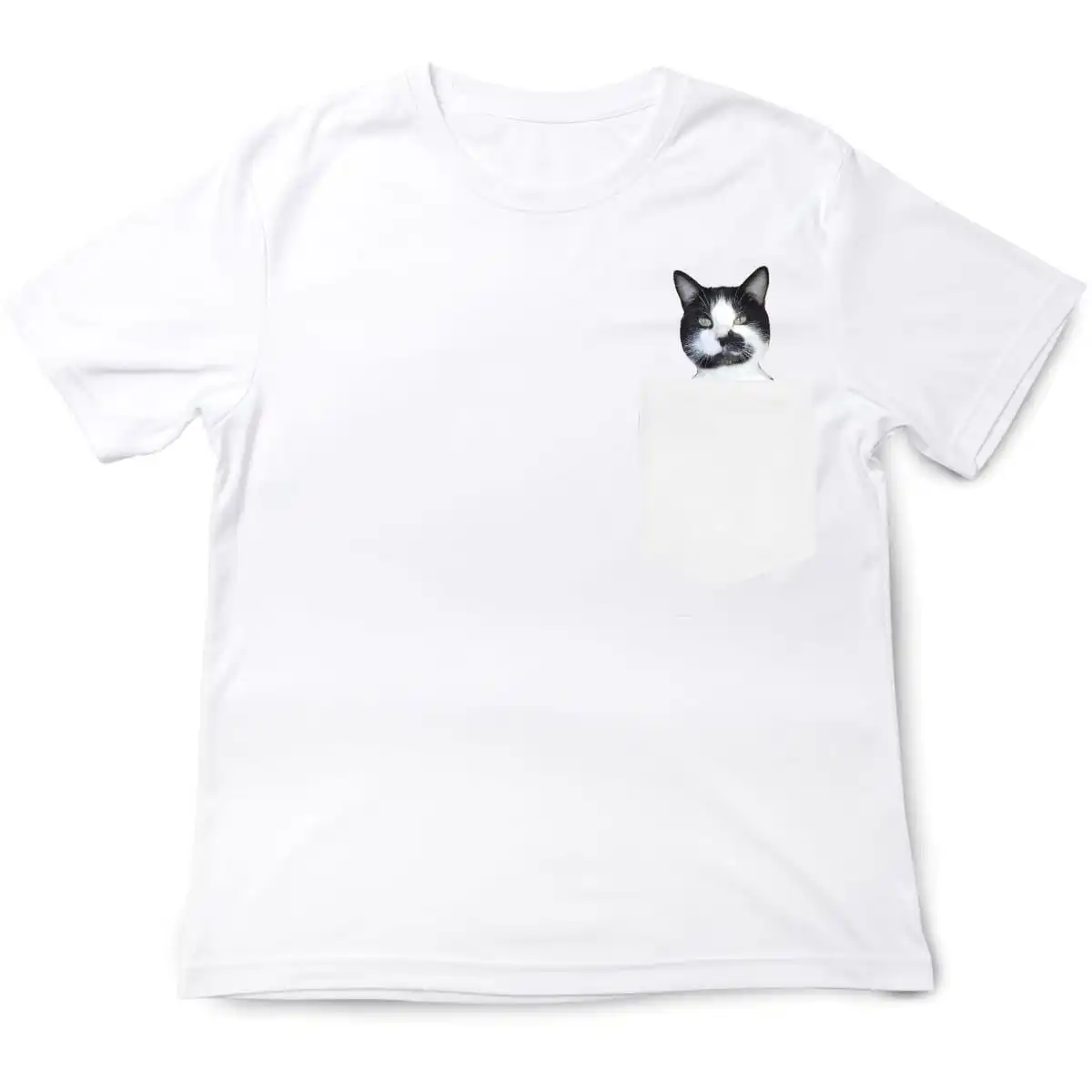 HX Animals T-Shirts Fashion Brand Manx Cat Double Middle Finger Pocket T-Shirt Mens Women Shirts Hip Hop Tops Funny Cotton Tees