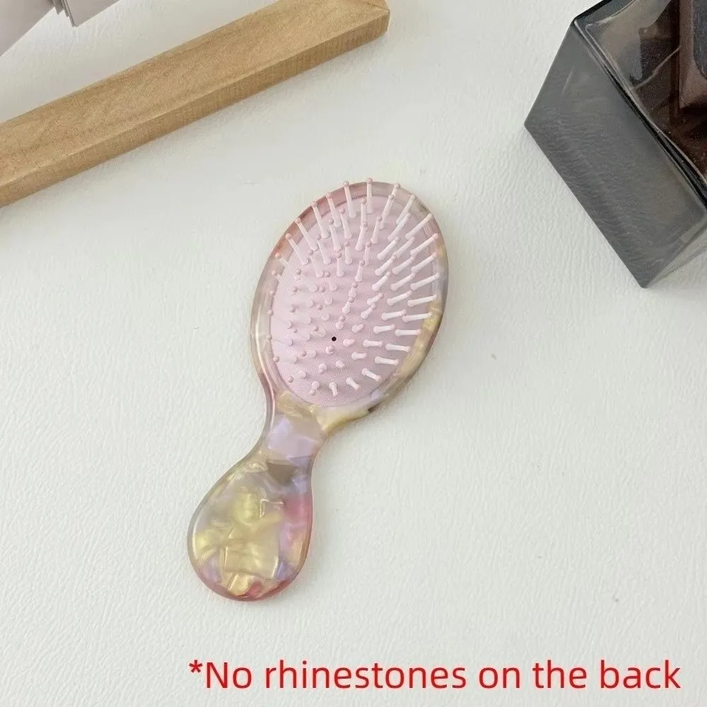 Portable Air Cushion Comb Handheld Size Rhinestone Decoration Scalp Massage Comb Fluffy Hair Bristle Static-Free Design