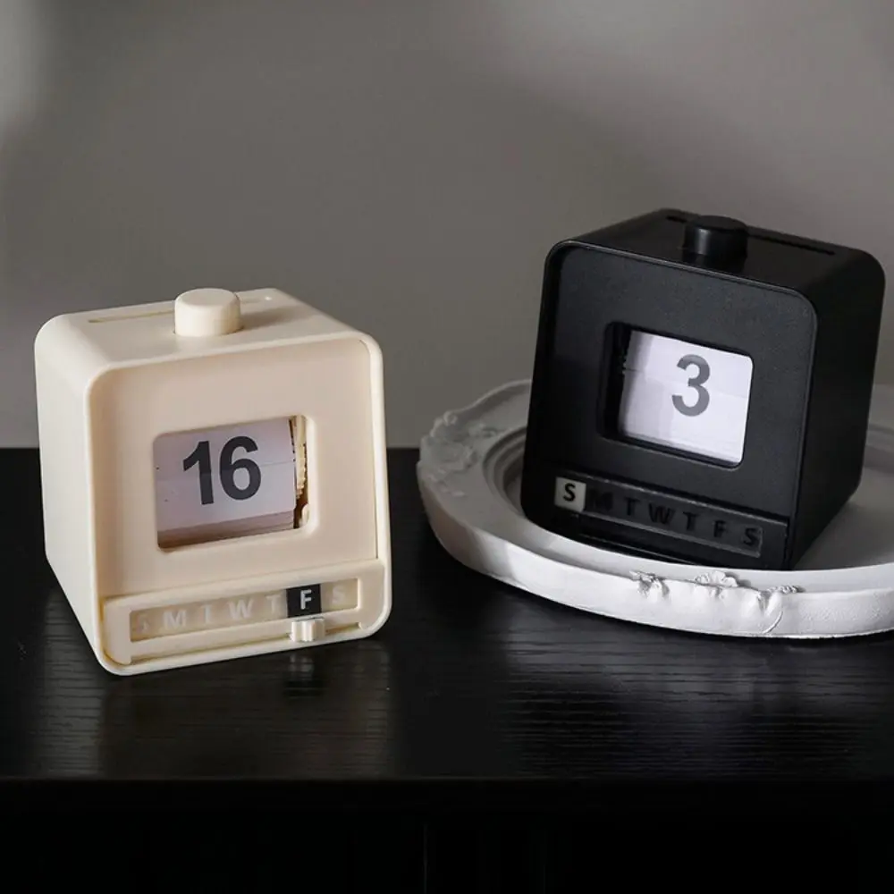 Mini Size Perpetual Calendar Push Flip Mechanism Mechanical Desktop Design Desktop Calendar Stress Relieving Feature