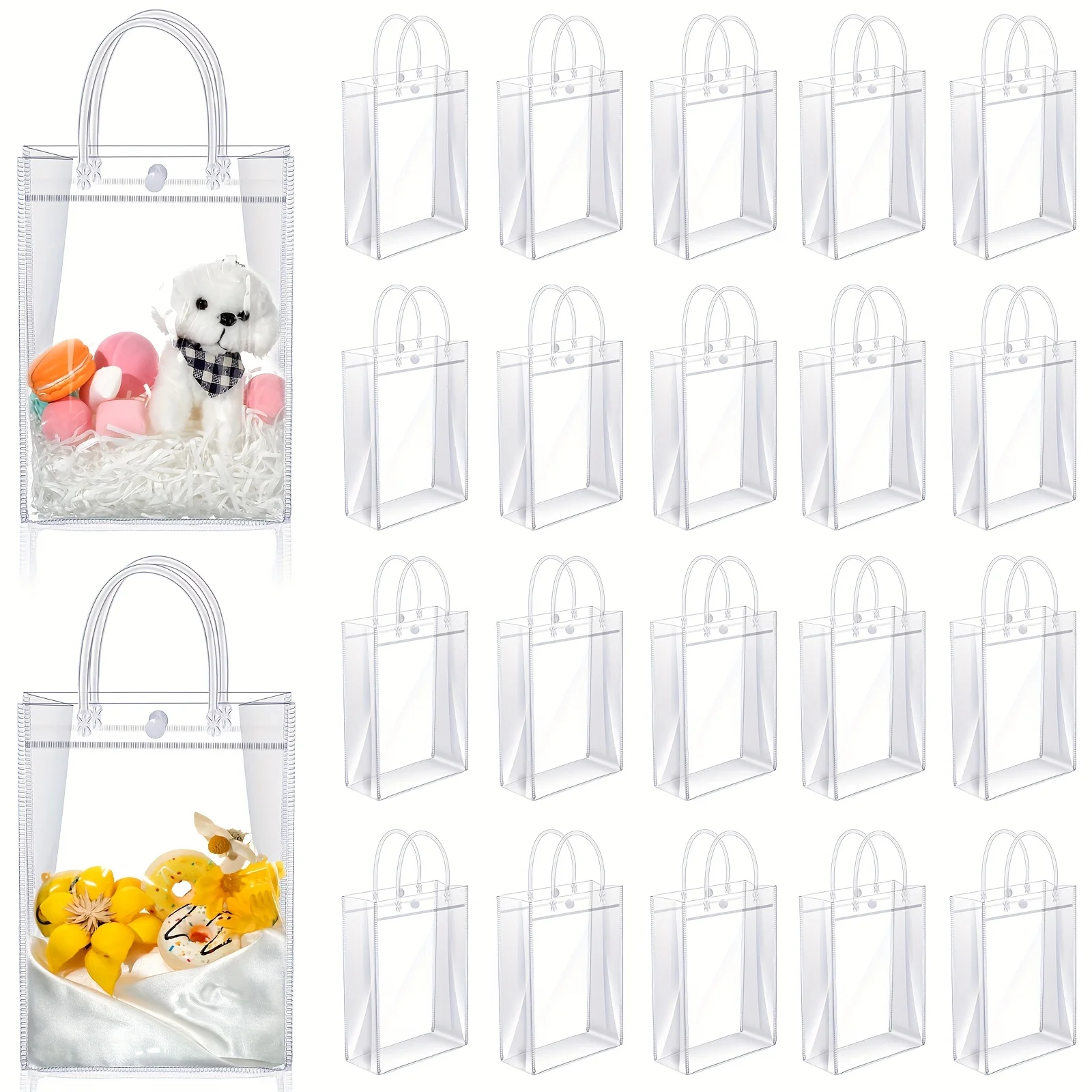 

20pcs Transparent Plastic Totes for Party Favors, Weddings, Retail & Small Business Use, 9 x 6.7 x 2.6 Inches
