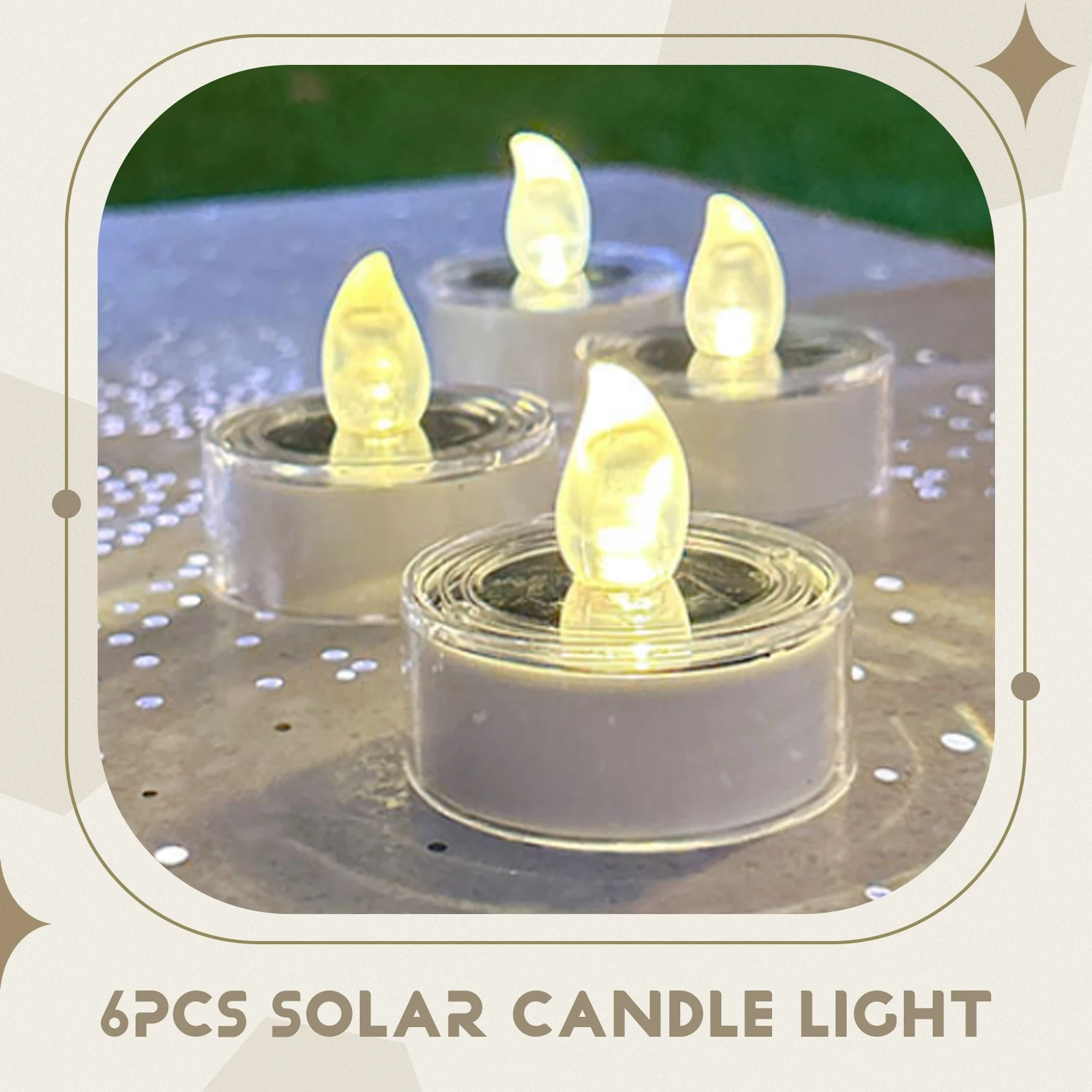 

AEE2-6PCS Солнечная свеча, водонепроницаемая беспламенная уличная свеча Get-Together, садовая свеча для патио, декоративный светильник