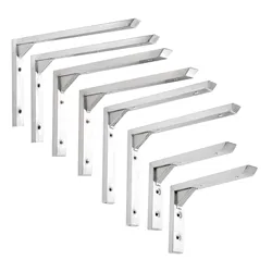 2Pcs Stainless Steel Square Tube Shelf Support Brackets Microwave Oven Bookshelves Right Angle Shelf Brackets Frames 6/8/10In