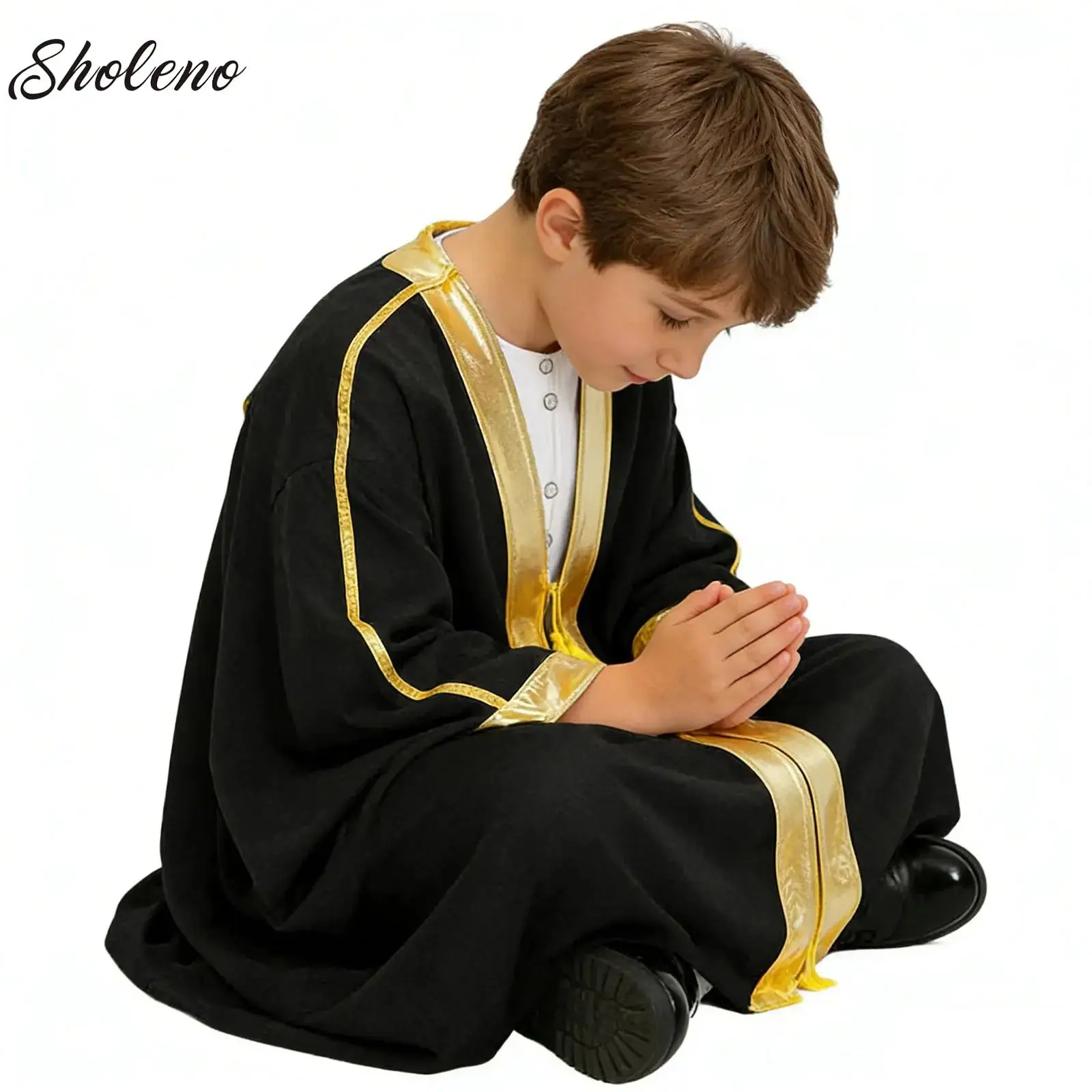 

Boys Baptism Judge Pastor Priest Clergy Cosplay Robes Metallic Color Block Dress for Choir Church Worship Praise Performance