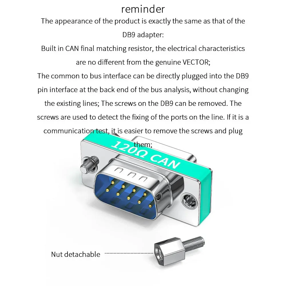 1PCS CAN Bus Terminal Resistance Terminator DB9 RS323 COM Serial Male to Female Connector Adatper with 120ohm Resistance