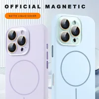 Official Liquid Silicone Magnetic Phone Case For iPhone 16 15 14 13 12 11 Pro Max Plus SE For Magsafe Charge Protector Cover