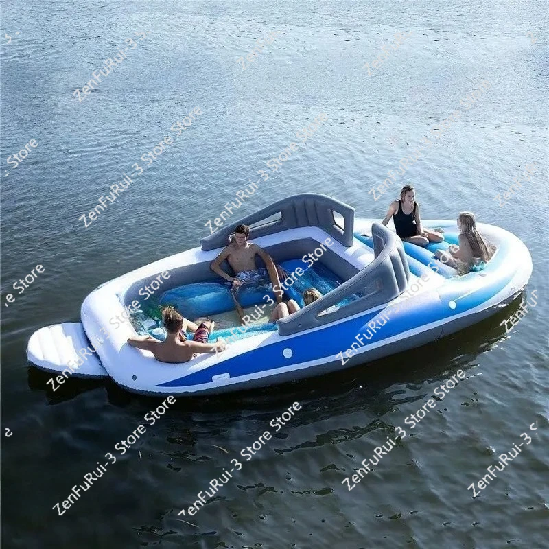 Inflatable Yacht Water Boat Outdoor Party 6 People Island Inflatable Boat Leather Rafting Boat Inflatable Canoe