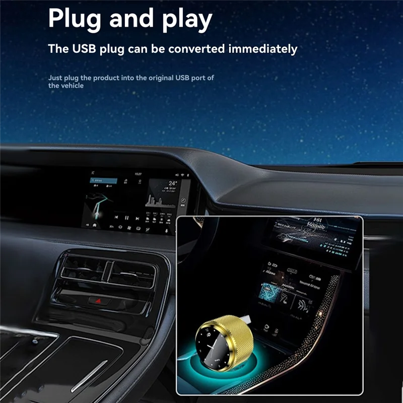 BNVN-Wireless Carplay Adapter 2 In 1 USB Dongle With Clock Smart Carplay& Android Auto Wired Connection