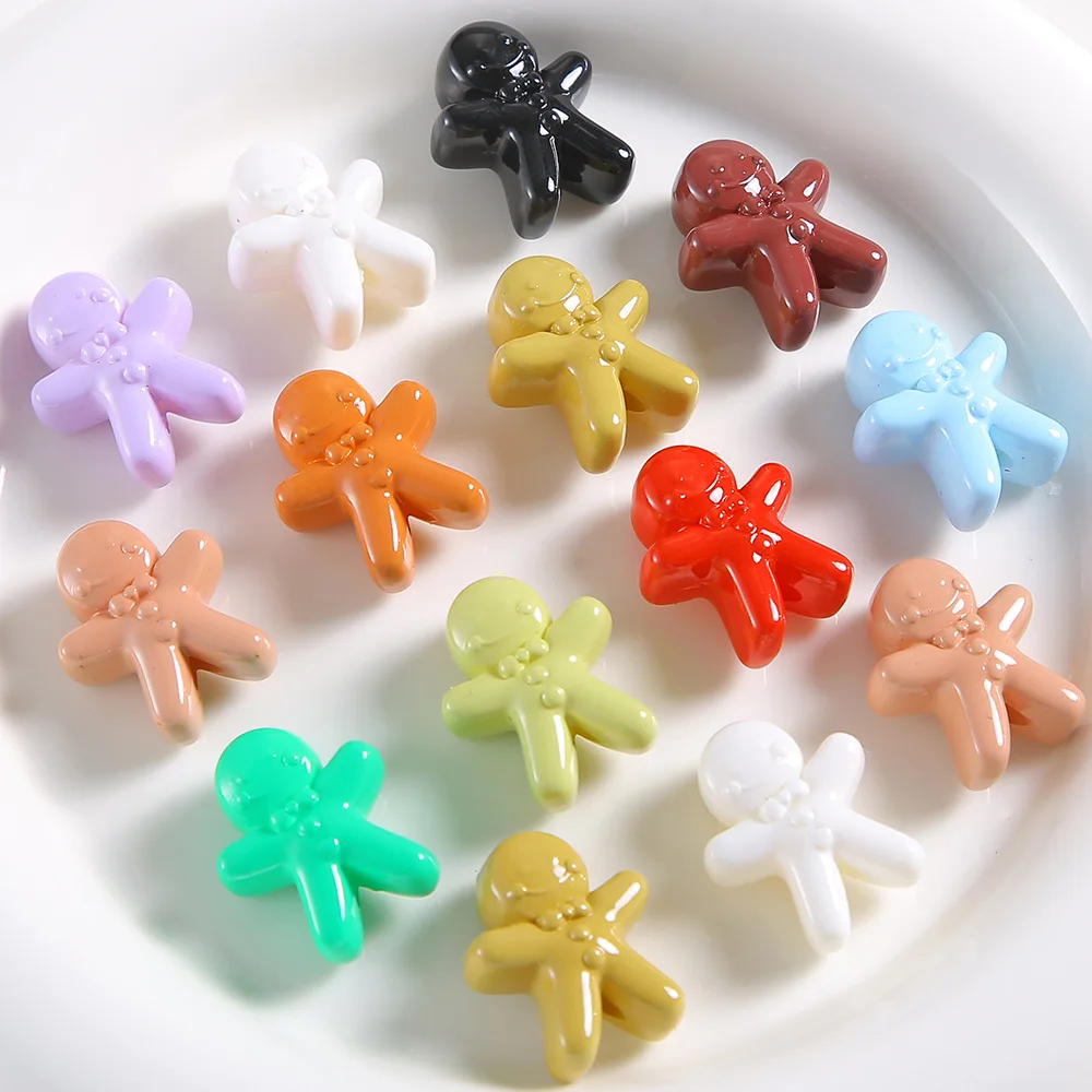 10PCS Acrylic Cute Gingerbread Man Beads For Jewelry Making Christmas Beads Necklace Bracelet Craft DIY Supplies