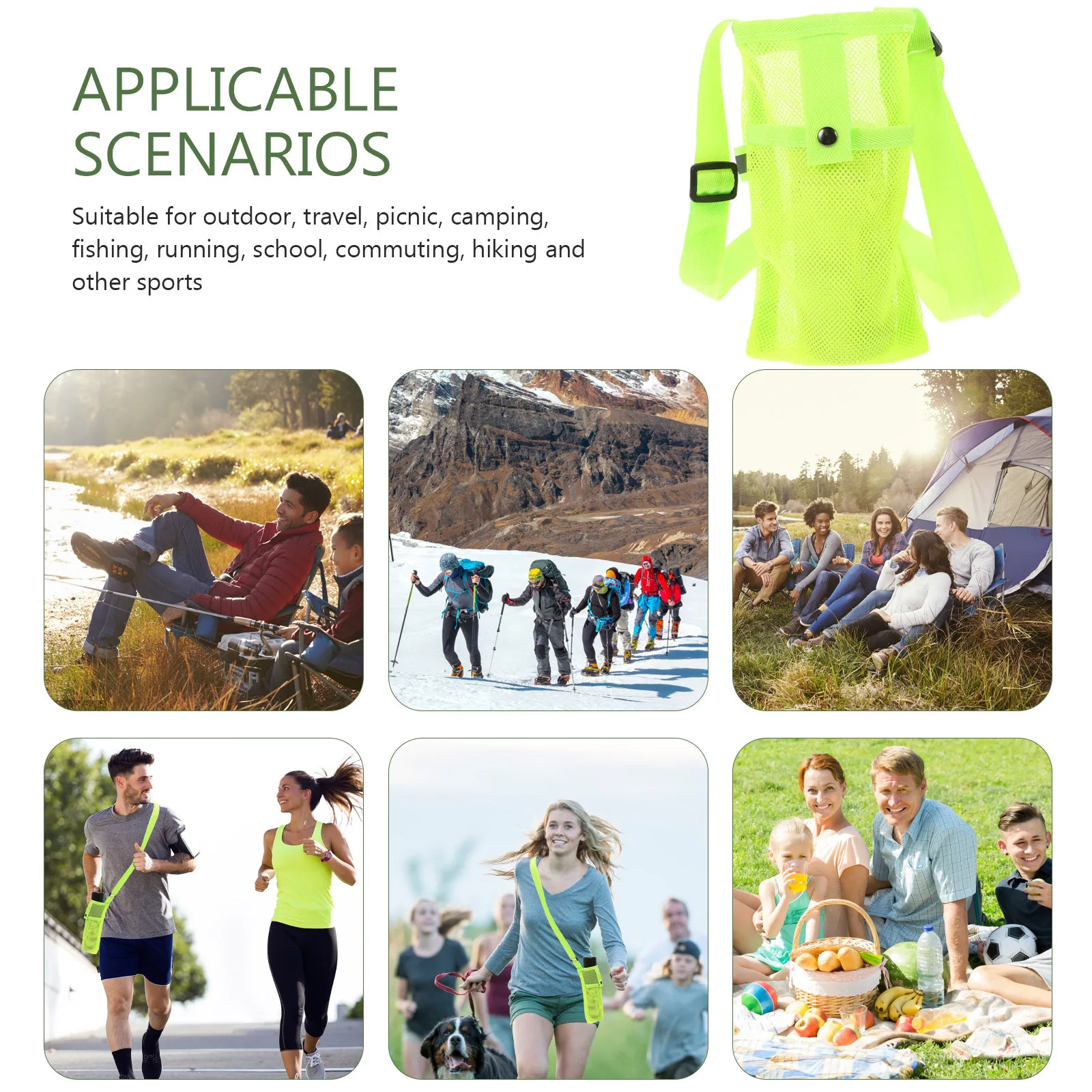 

Durable Nylon Water Bottle Bag Mesh Lightweight Portable Hanging Bottle Holder Scratch-Resistant Outdoor Travel Practical Kettle