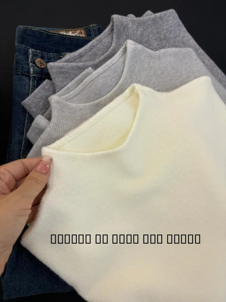 الترا لينة f عالية ني لطيف الأبيض محبوك قاعدة irt المرأة الخريف الشتاء معطف شتاء كسول سوبر حسن المظهر #3