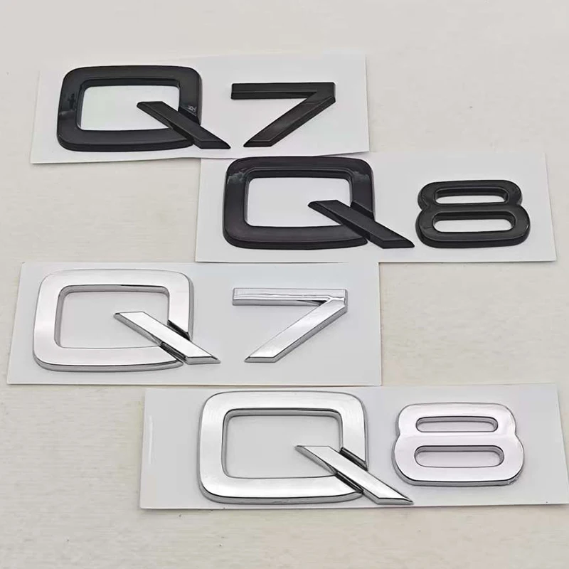 Car ABS Quattro Logo Q7 Q8 Rear Trunk Badge Emblem Decals Auto Letters For Audi Q7 Q8 Quattro Sticker Accessories