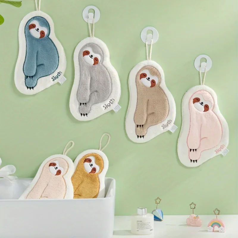 

Sloth Hand Towels Cute Absorbent Coral Fleece Towels for Kitchen & Bathroom Funny Animal Sloth Dish Towels Soft Microfiber Gift