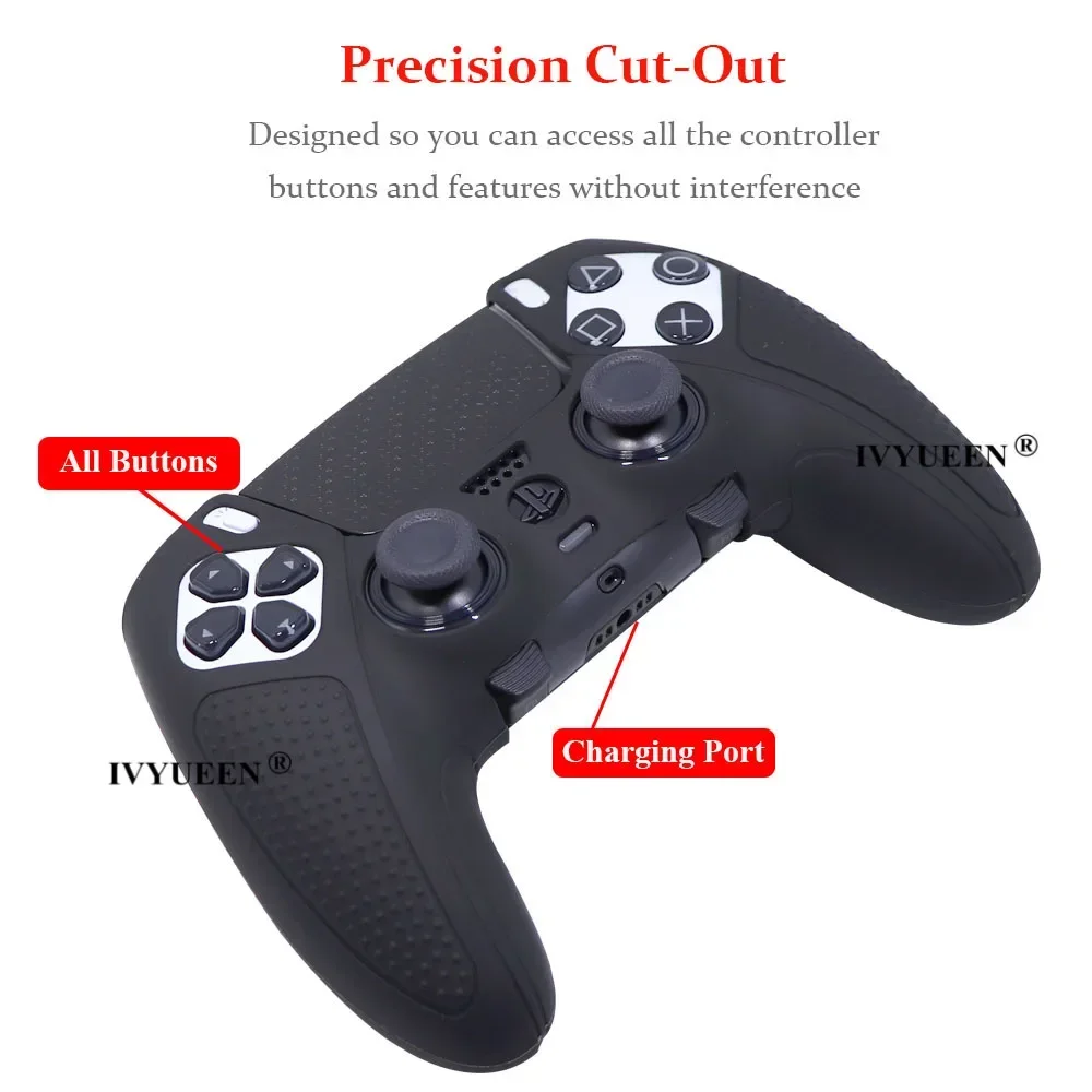 IVYUEEN Anti-Slip Protective Skin for PlayStation 5 PS5 DualSense Edge Wireless Controller Soft Rubber Silicone Case Grip Cover