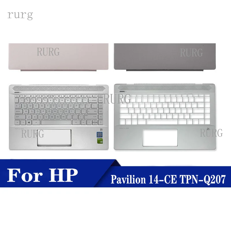 R+ – Suitable for HP Pavilion 14-CE TPN-Q207 A/C shell with keyboard, pink color, gray hinges