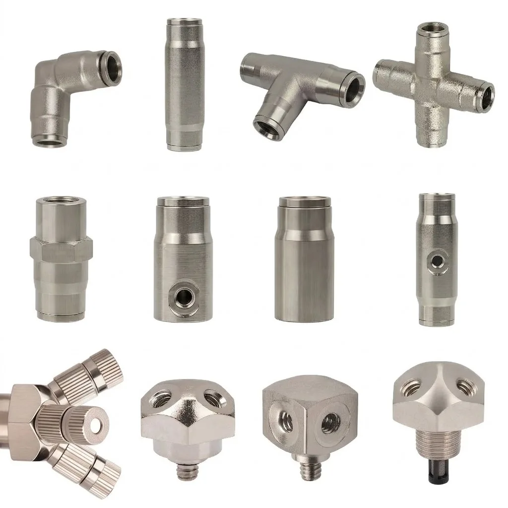 Nickel Plated Copper Joint 3/8 Inch 9.52mm For 3/16 Atomizing Nozzle Adapter High Pressure Misting Cool System Quick Connector
