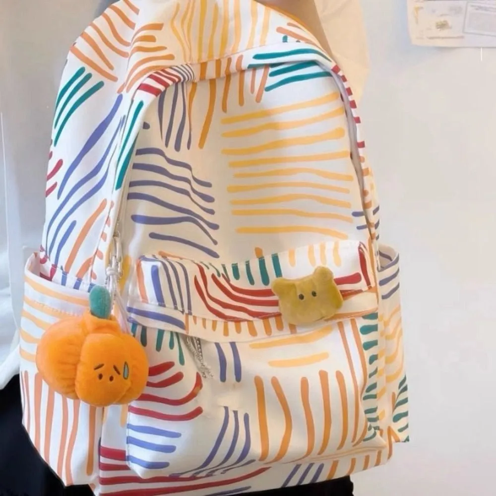 Stripe Laptop School Bag Large Capacity Oxford College Stripe Backpack Korean Style Waterproof Ins Shoulder Bag Teenagers