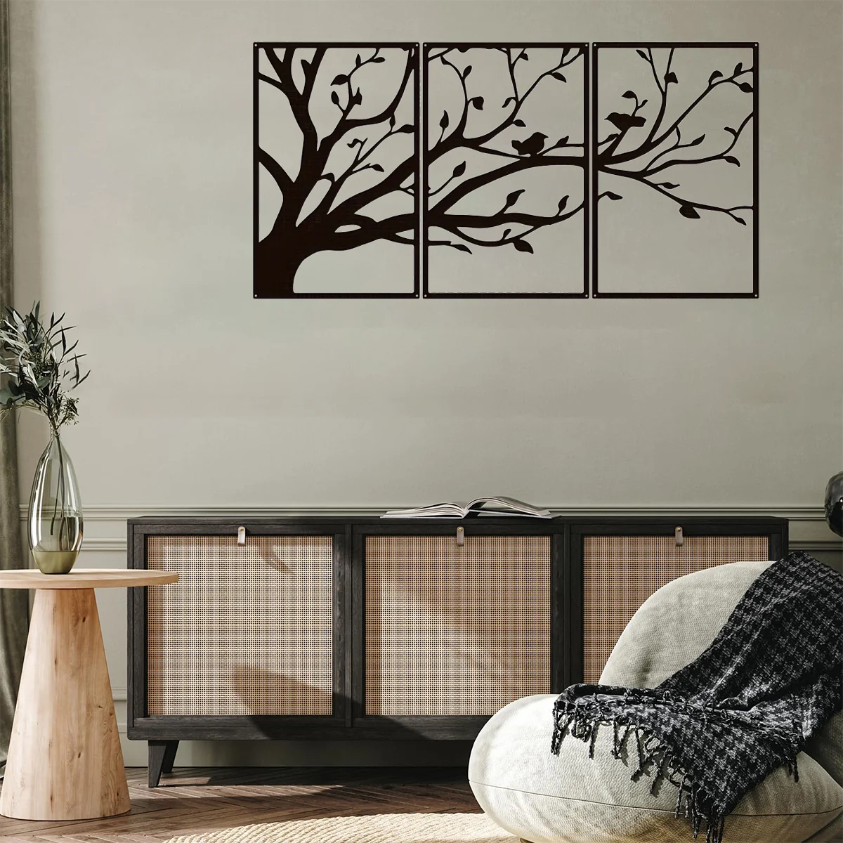 

Promotion 3pcs/set Tree of Life Metal Wall Art Branches Home Decor Modern Wall Mounted Decor Sticker Mural Living Room Office De