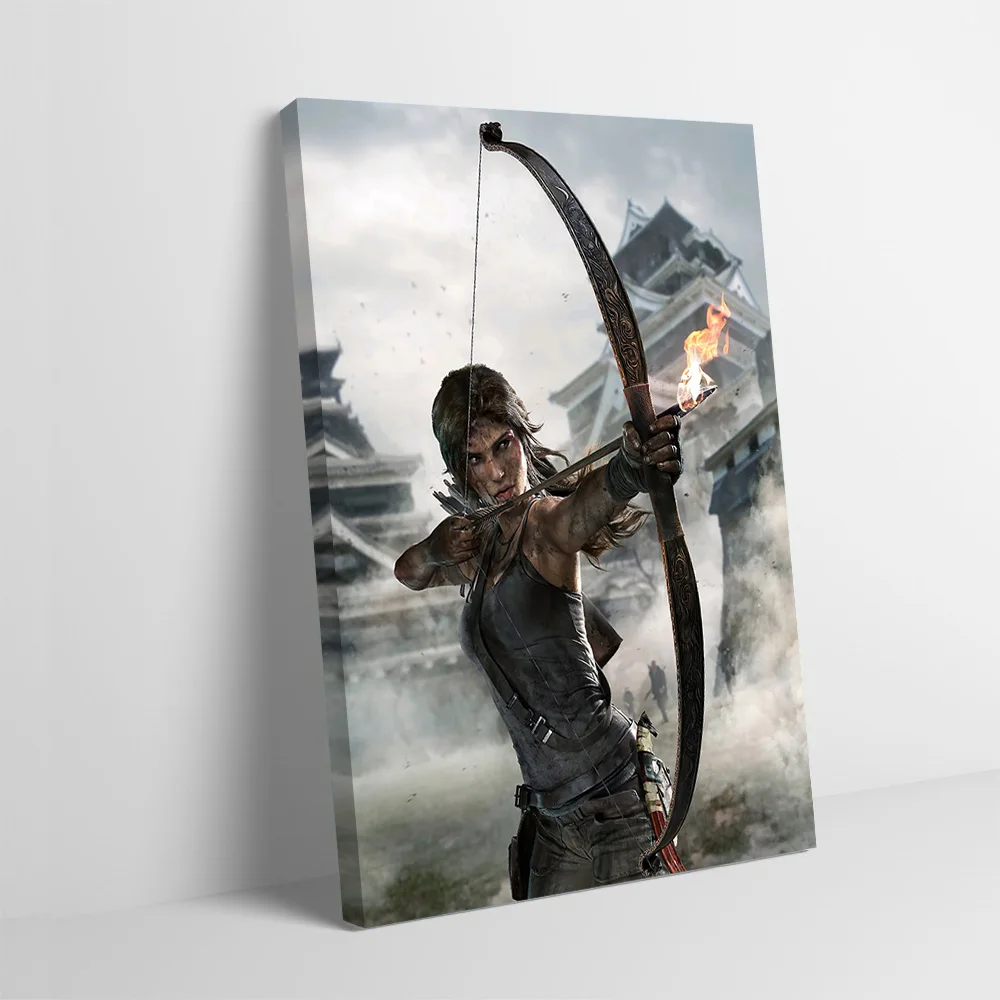 Lara Croft With Bow and Arrow Poster Customizable Printed Canvas Painting Wall Art Gift for Modern Living Room Pictures Mural