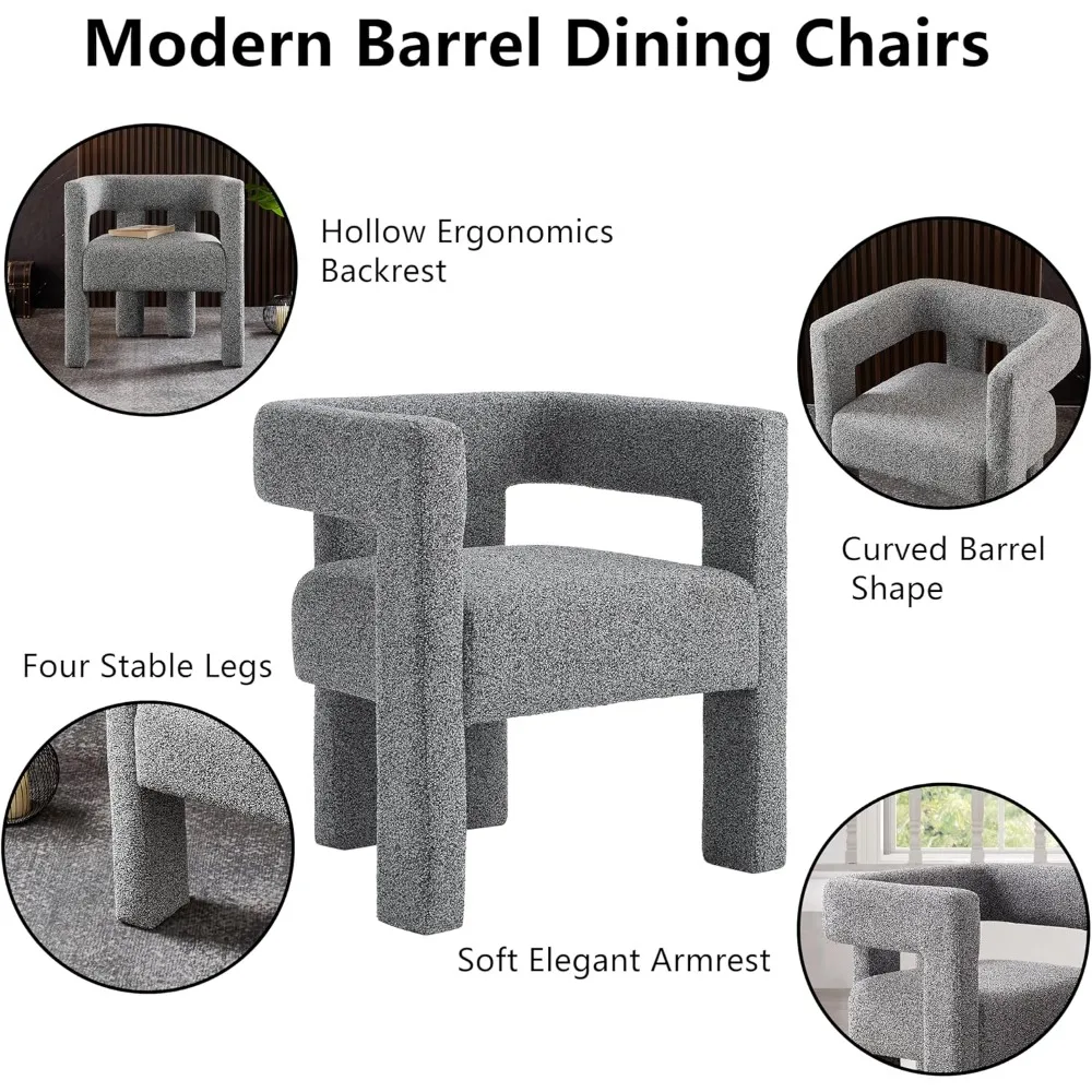 Stoffgepolsterter Esszimmerstuhl mit offener Rückenlehne, moderner Akzentsessel für Wohnzimmer und Schlafzimmer, Komfort im Sherpa-Stil