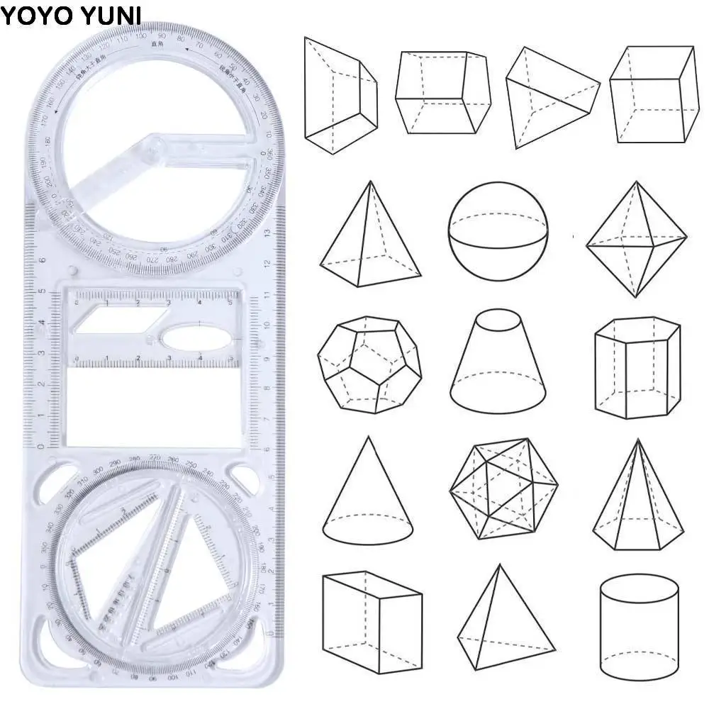 Activity Angle Drawing Ruler Multifunctional Ruler Straight Geometry Ruler Measurement Transparent Drawing Template