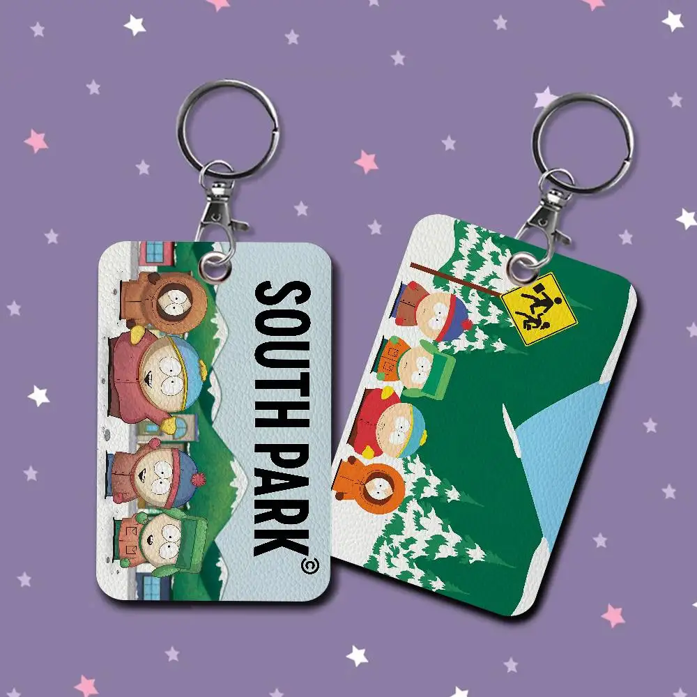Adult Cartoon S-South P-Park Holder Keychain With Keychain for Access Card Bus Pass & Card Credit ID Bank Card Protective Case