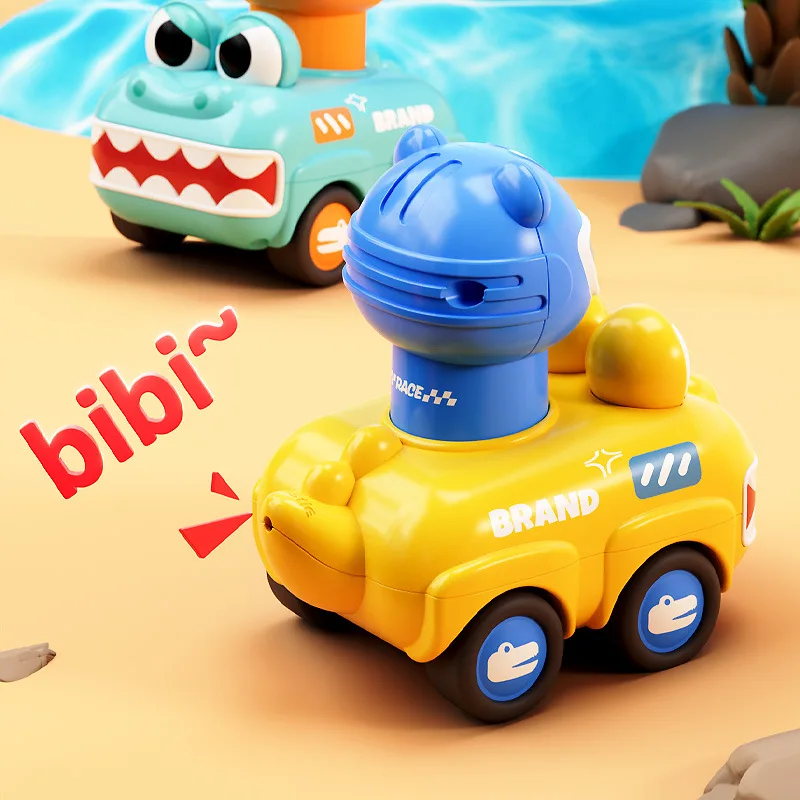 子供プレスワニ漫画車慣性車のおもちゃホイッスルプルバック小型車のおもちゃエンジニアリング車少年ギフト