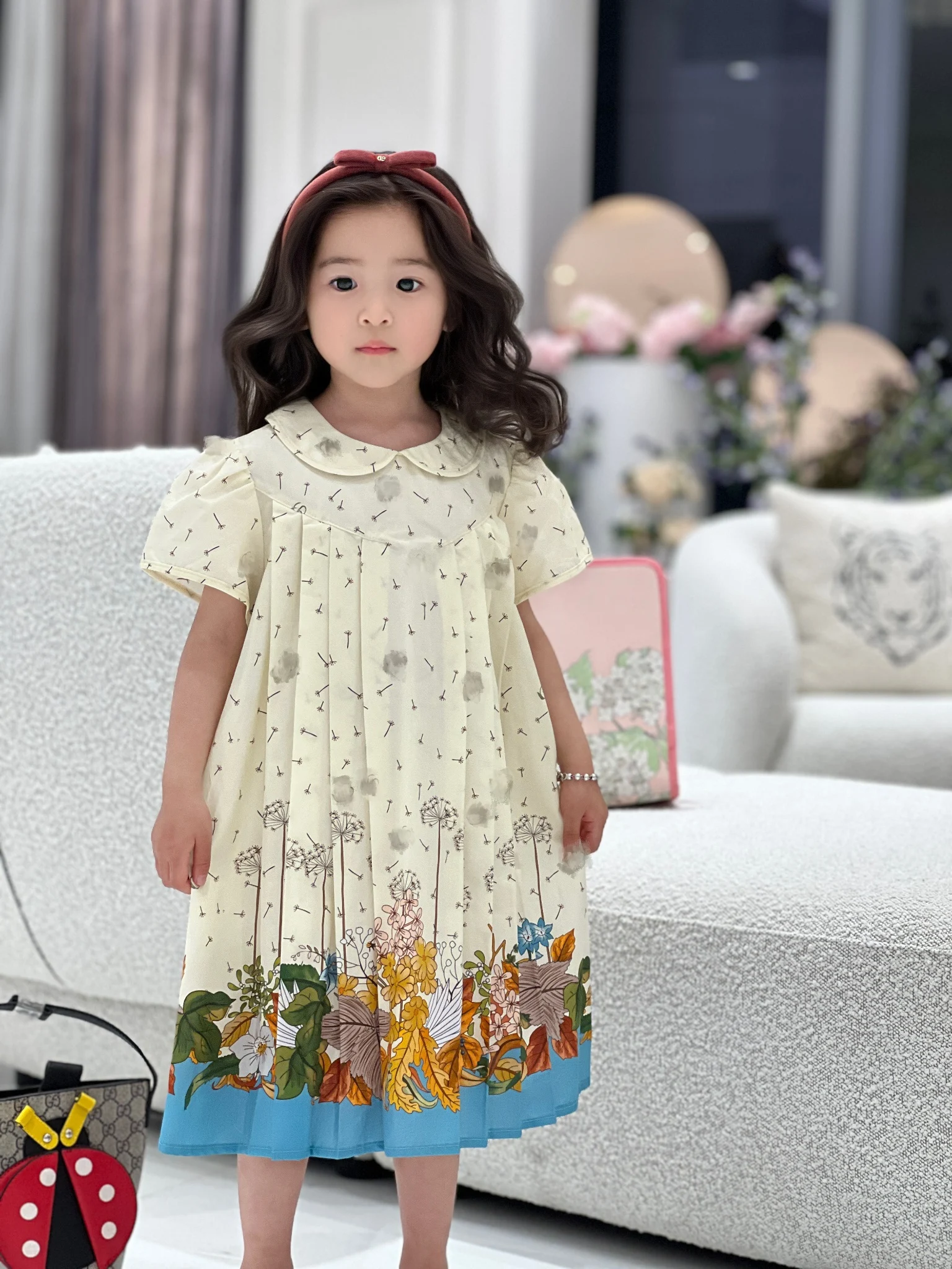 

24 Guc Style Summer Beautiful Dandelion Print Little Soft Cotton Dress For Girls Lab Cici