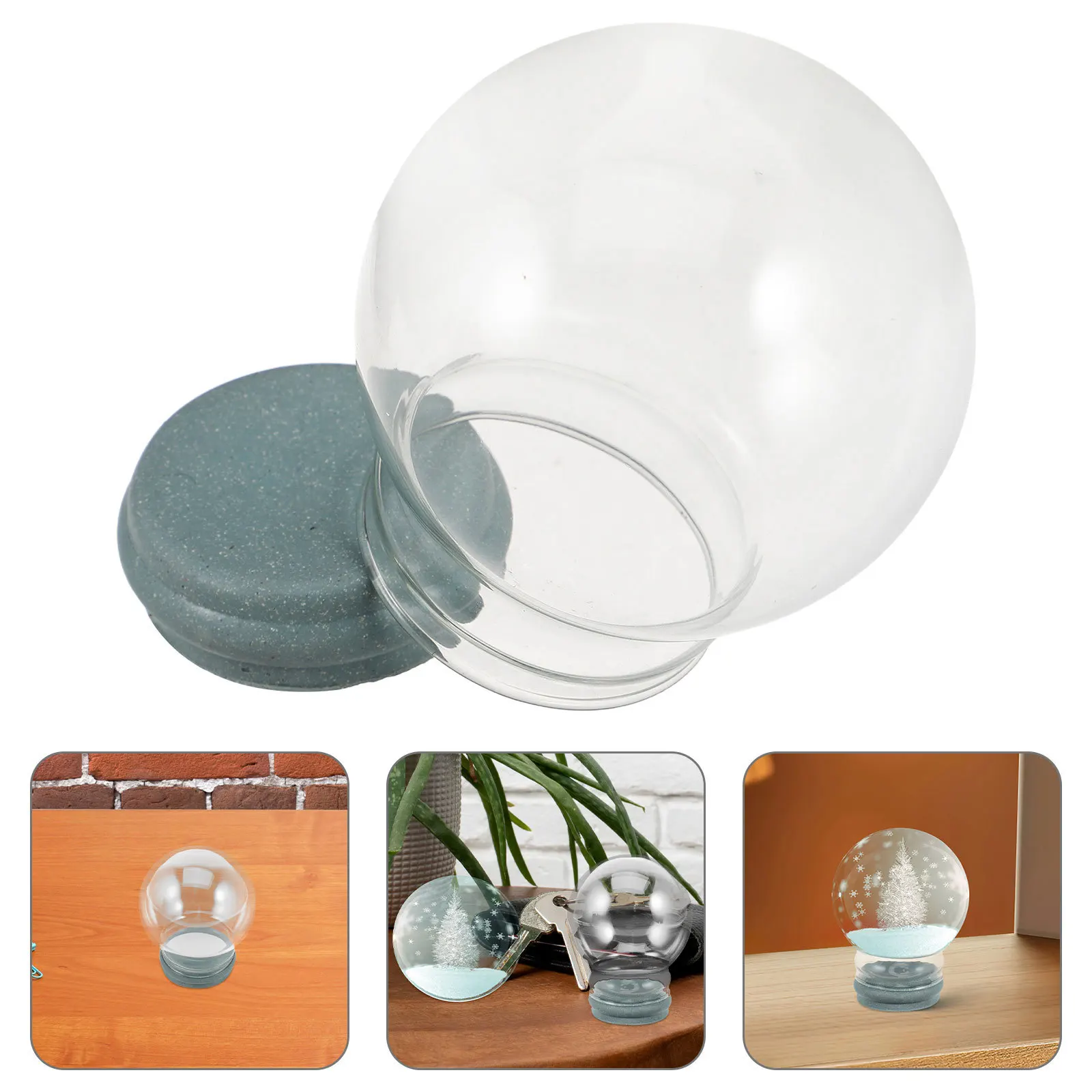 

2Pcs Glass Snow Globe Covers Transparent DIY Craft Kit 80Mm for Home Holiday Party Decoration Fillable Creative Water Globe