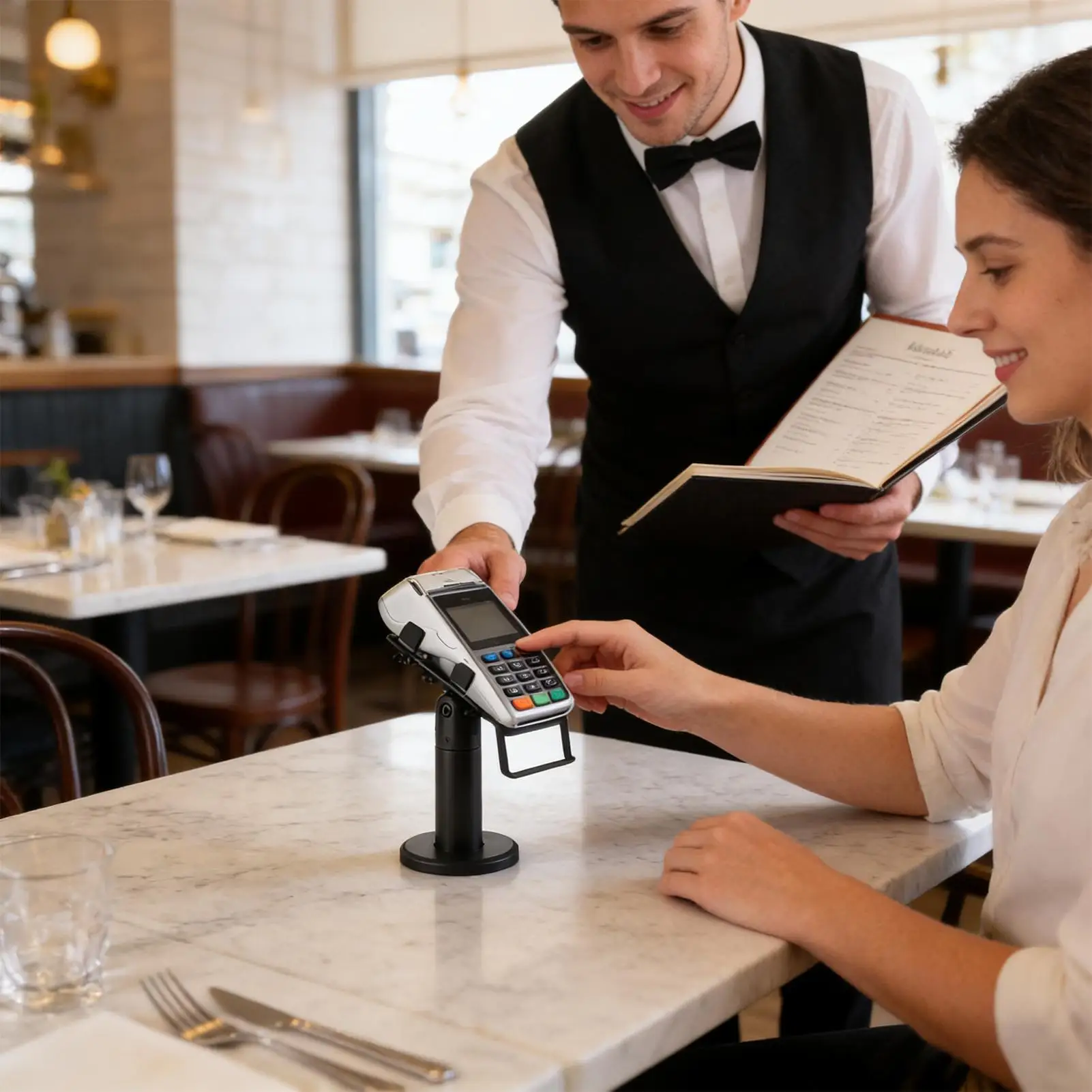 POS Machine Stand 360-Degree Rotate Ergonomic Bracket Ergonomic Credit Card System Stand For Credit Card Reader Payment Terminal