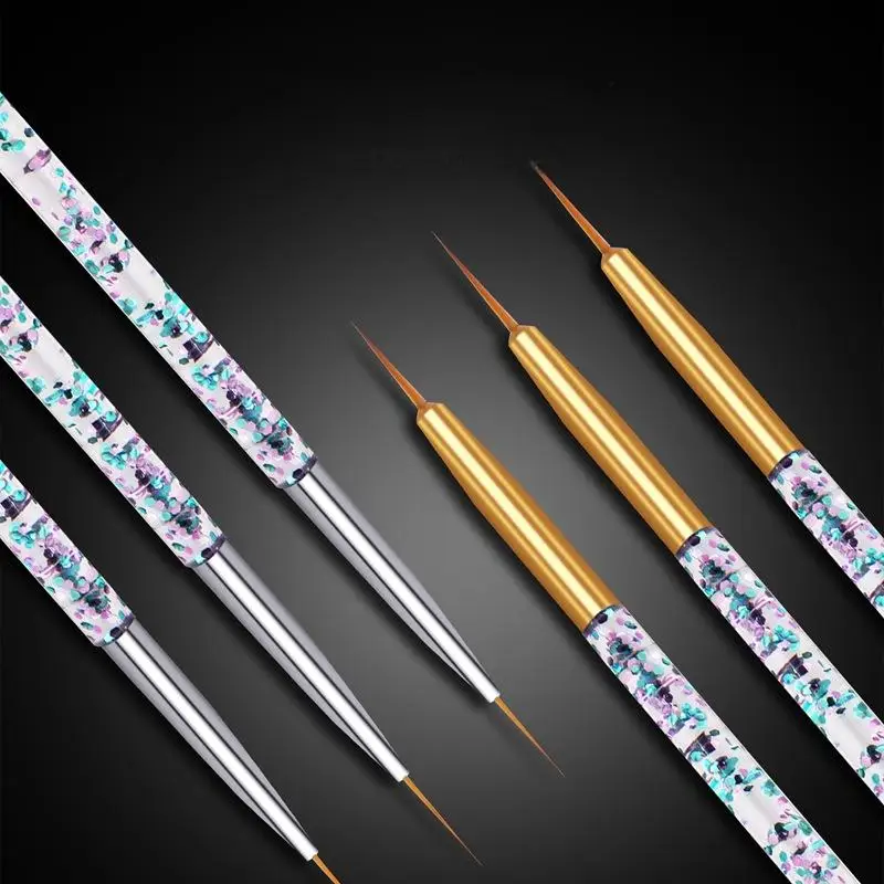 3PCS/Set Transparent Flow Sand Nail Art Liner Brushes Fine Line Drawing French Design Brush, For Press-On Nail Charm Application