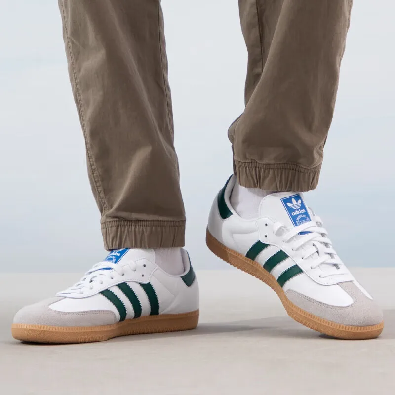 

Кроссовки Adidas Originals SAMBA OG. Белый - зеленый ретро-немецкий тренировочный стиль, классический и универсальный, первый выбор для Леису