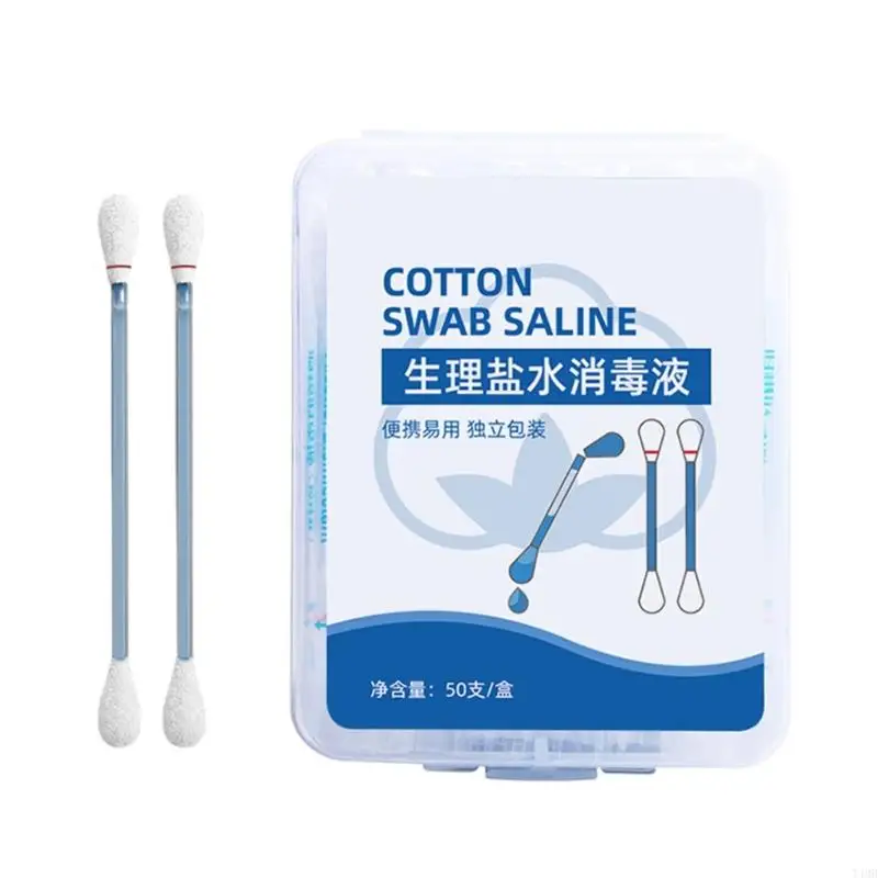 50pcs生理食塩水溶液綿棒防腐剤綿棒生理食塩水クレンジングコットンスワブT4MB