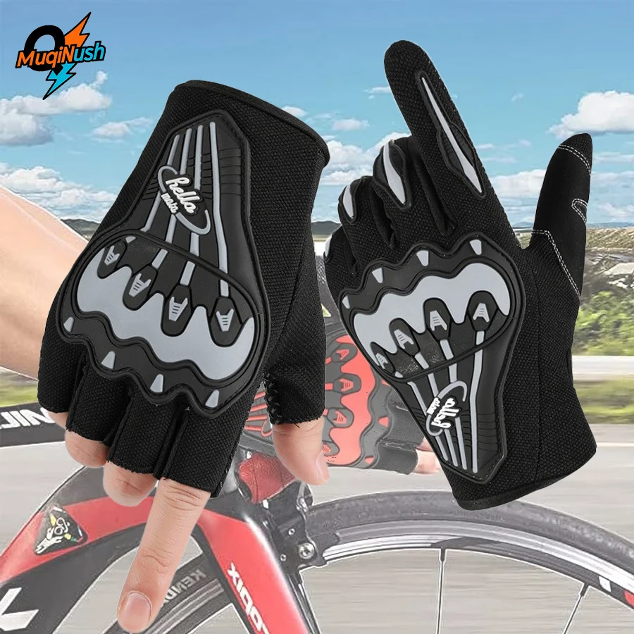 

MuqiNush 1Pair Half/Full Finger Gloves Sunscreen Anti-Slip Breathable Elastic for Motorcycle Bicycle Running Cycling Sport