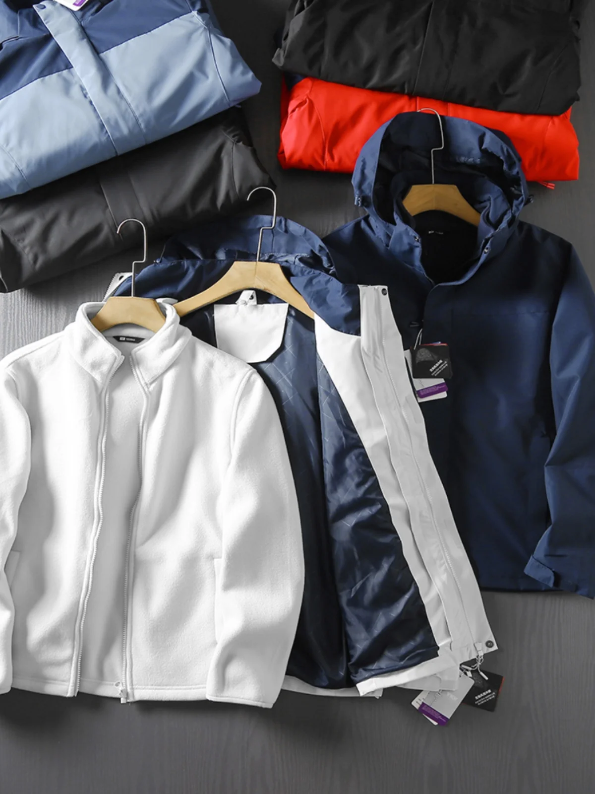 

Men's Outdoor Fce Lined Removable Hooded Thiened Tee-in-One Jaet Faionable Urban Sle Stand Fit Cotton Coat