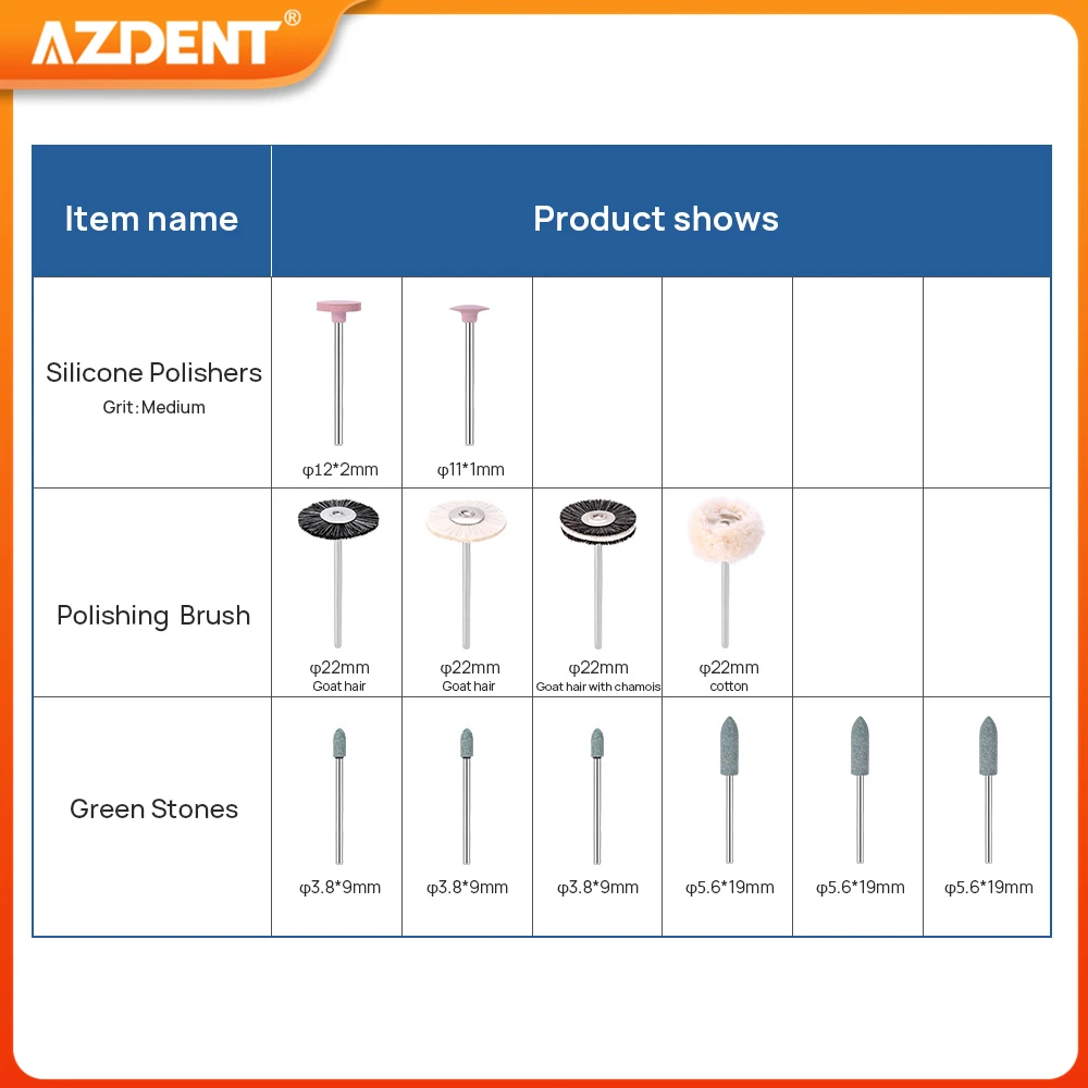 35 sztuk laboratorium dentystyczne HP zestaw do polerowania AZDENT niska prędkość polerka szczotki wiertła tarcze szczotki do szlifowania ceramiki