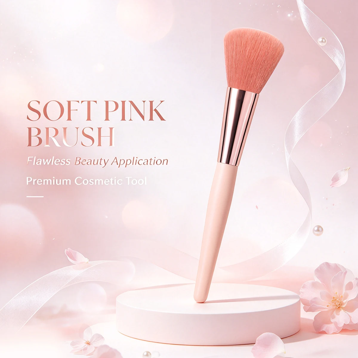 Fluffy Cosmetic Blush Brush, Soft Synthetic Fiber Face MakeupBrush, Multi-use Powder Brush for Blush Bronzer Contour Application