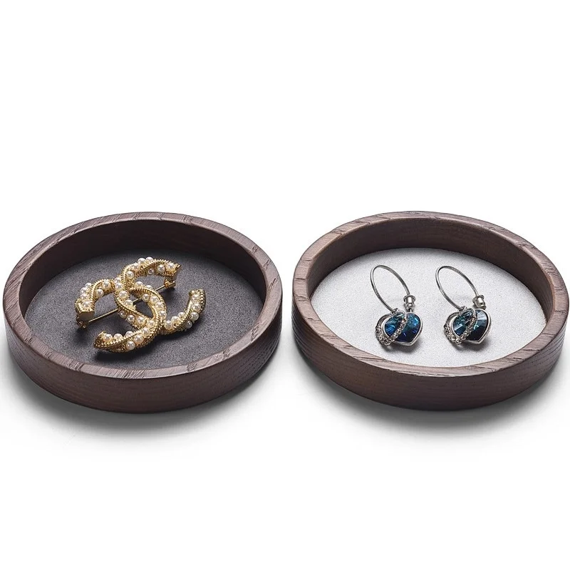 Solid Wood Jewelry Display Stand, Round Bracelet Beaded Chain Earrings, Accessories Showcase Rack, Store Storage Shelf